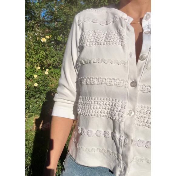 Vintage 90s White Textured Knit Cardigan, Grandmacore - Picture 7 of 7